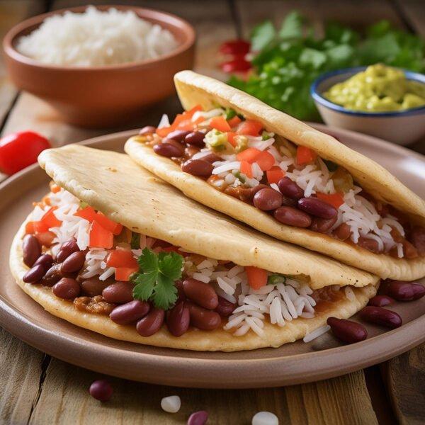 2 x gorditas, rice and beans